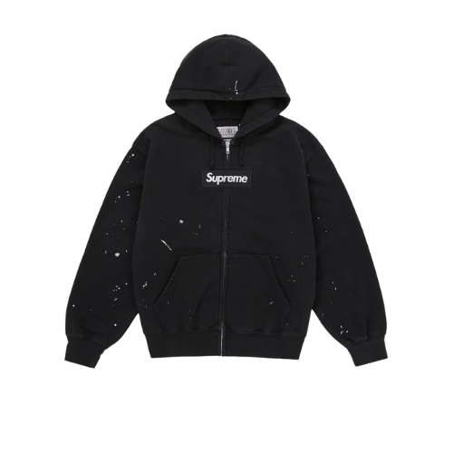 Supreme MM6 Maison Margiela Box Logo Zip Up Hooded Sweatshirt Black
